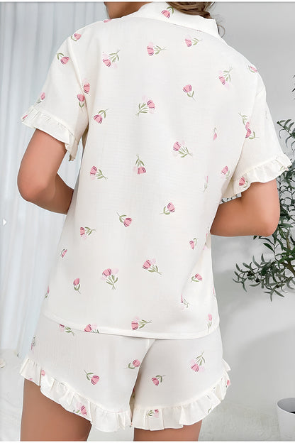 Slimora™ Blossom Breeze Pijama Takımı | Premium Yazlık Şortlu Ev Giyimi