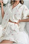 Slimora™ Blossom Breeze Pijama Takımı | Premium Yazlık Şortlu Ev Giyimi