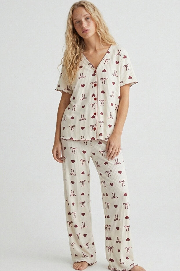 Slimora™ Sweet Harmony Pijama Takımı | Premium Uzun Paçalı Ev Giyimi