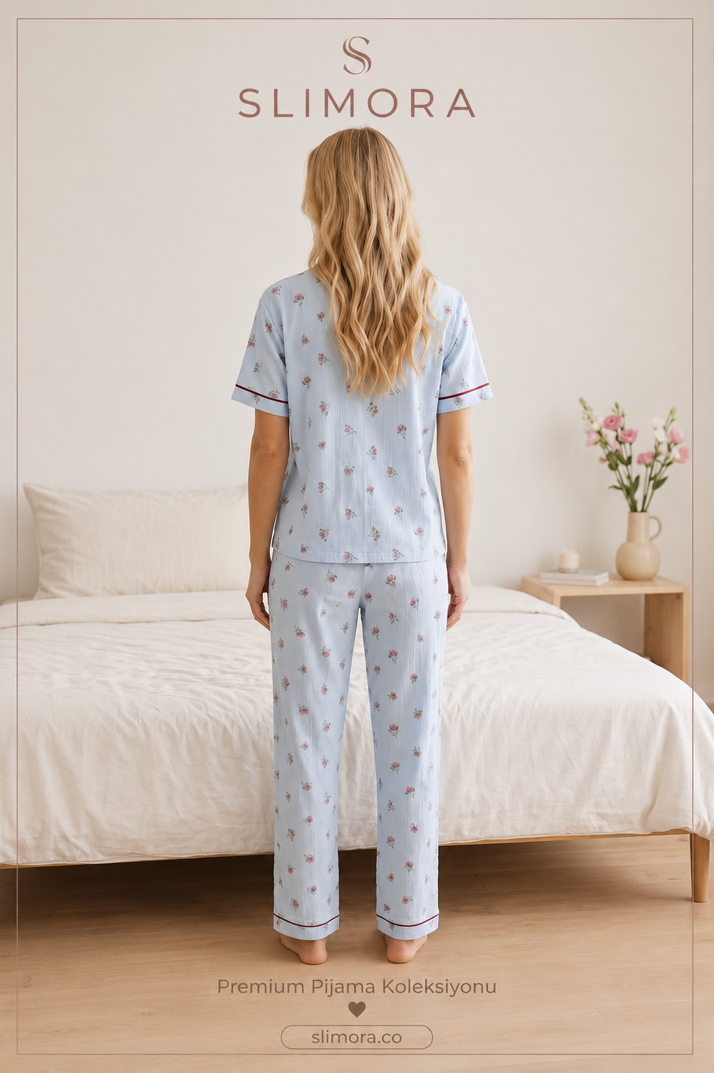 Slimora™ Blue Tulip Pijama Takımı