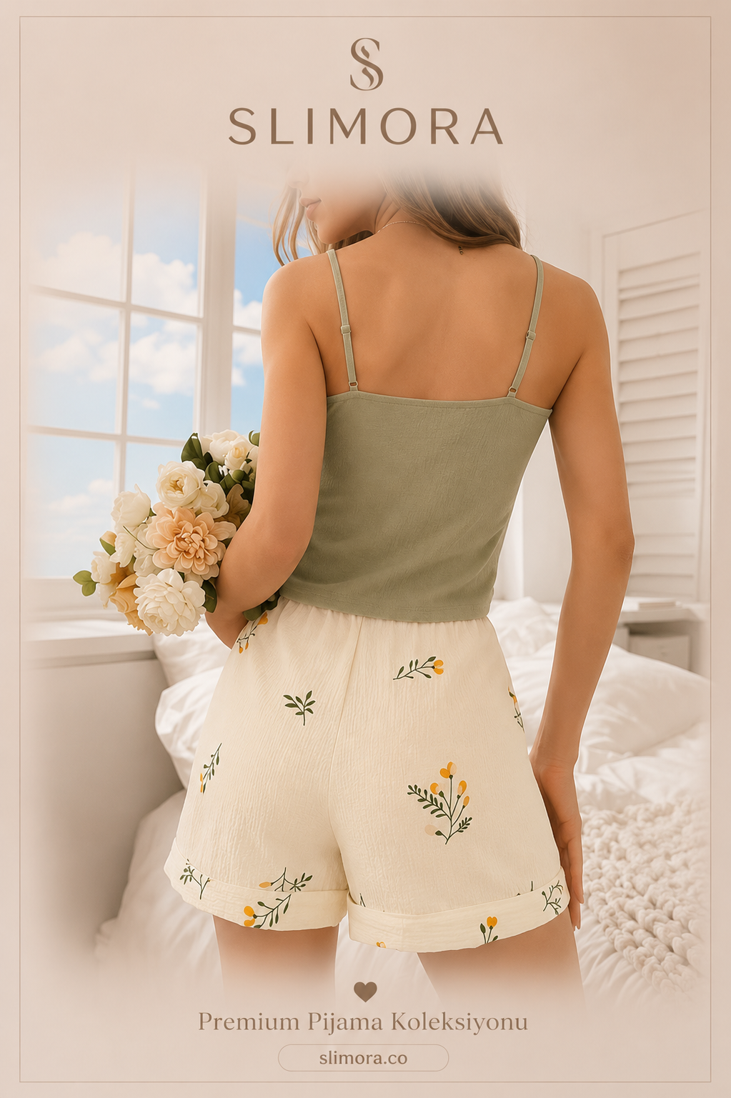 Slimora™ Sage Blossom Askılı Pijama Takımı