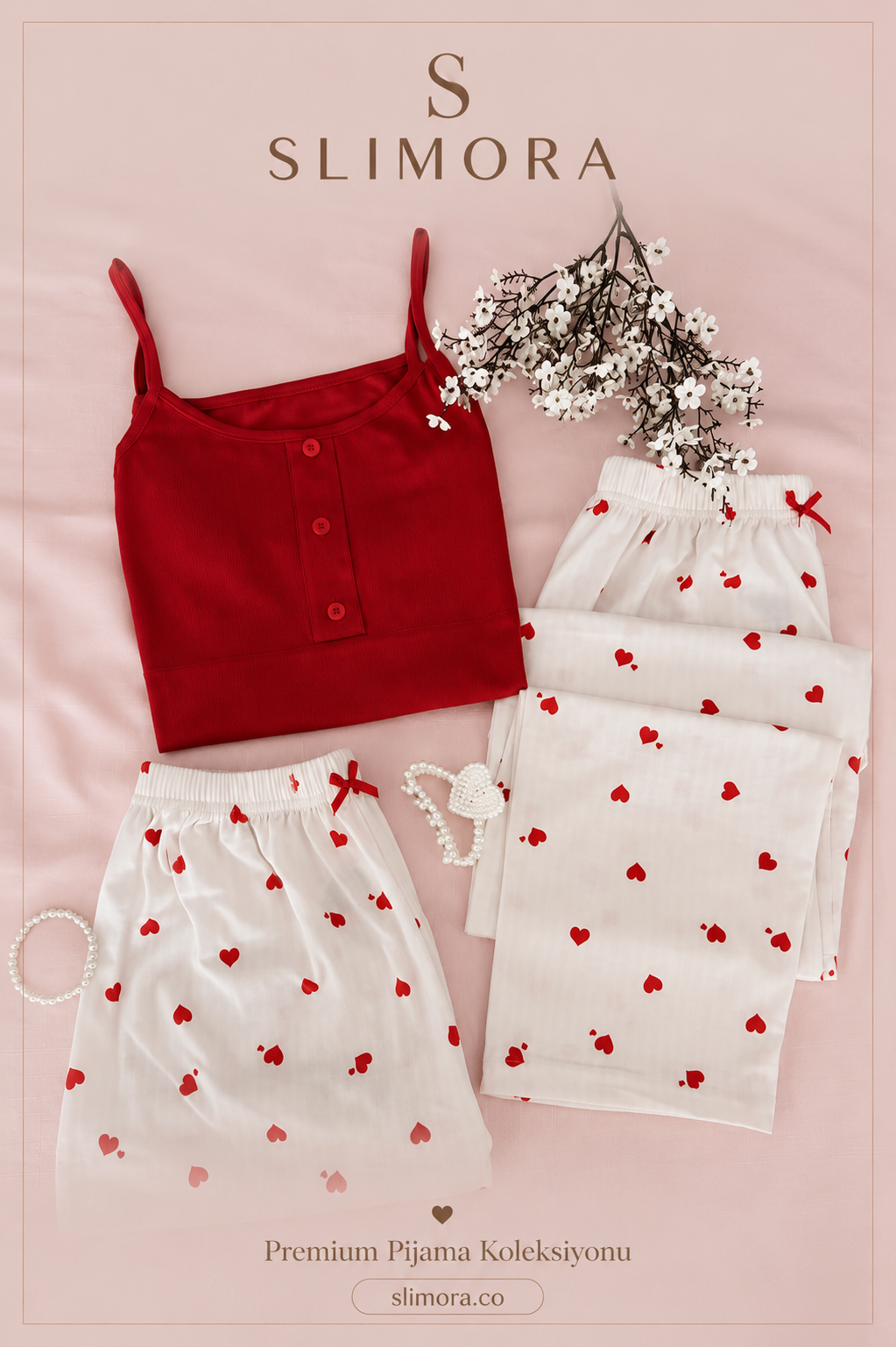 Slimora™ Scarlet Grace 3'lü Pijama Takımı