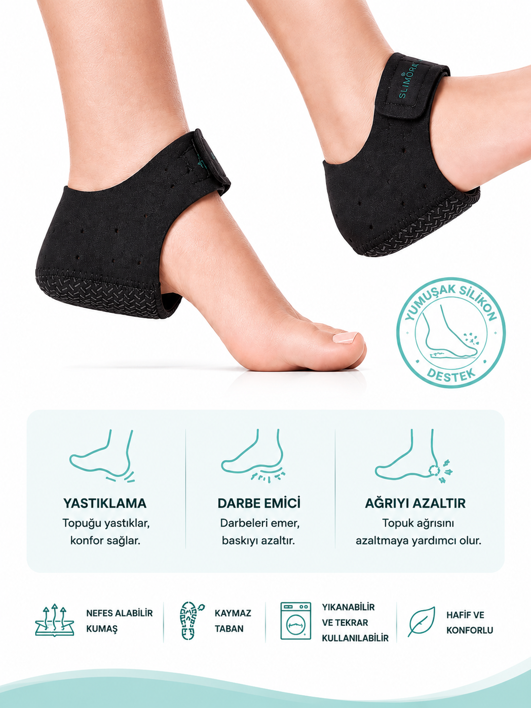 Slimora™ ComfortStep | Silikon Destekli Topuk Çorabı – 2'li Set