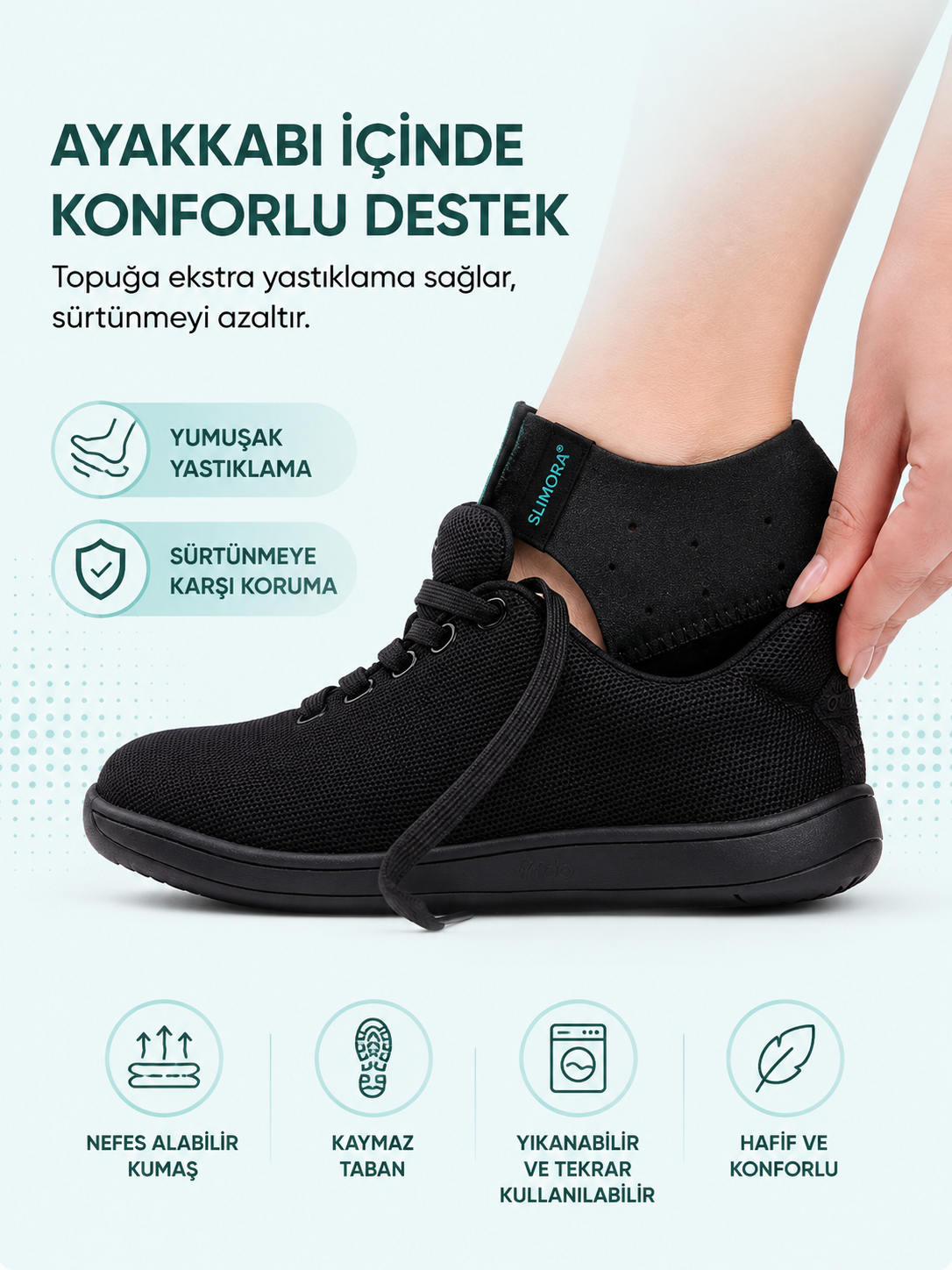 Slimora™ ComfortStep | Silikon Destekli Topuk Çorabı – 2'li Set