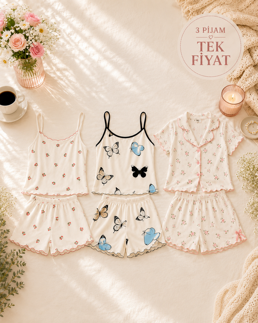 Slimora™ Elegant Trio | 3'lü Premium Pijama Seti